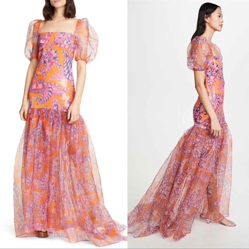NWT STAUD Wilde Gown in Monarch Paisley, Sequin & Organza, Size 0